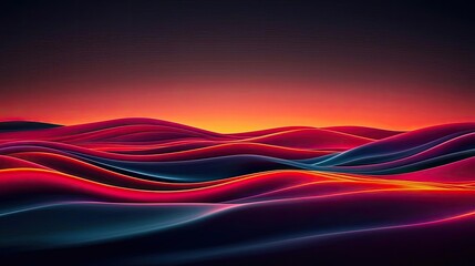 Poster - Fire abstract background concept. Vibrant abstract landscape with flowing waves in colors of red, orange, and blue.