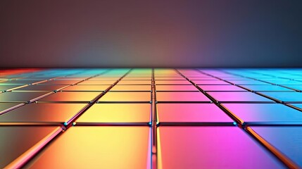 Poster - Floor abstract background concept. Colorful abstract background with vibrant gradient squares and reflective surfaces.