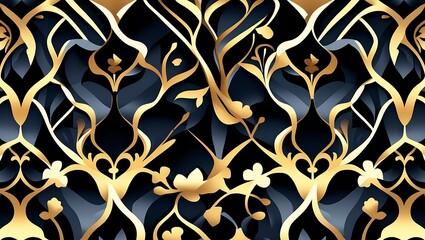  Elegant Gold Floral Pattern On Dark Background