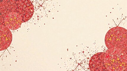 Aufkleber - Elegant Red and Beige Floral Corner Design with Copy Space