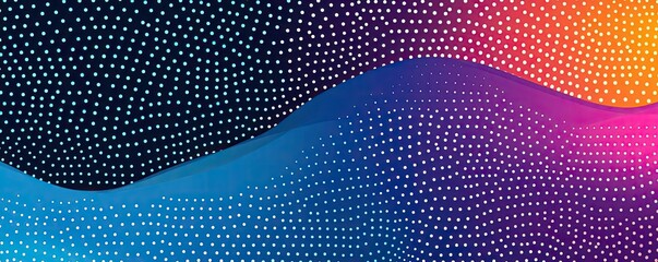Poster - Dots abstract background idea. Vibrant abstract background with colorful wave patterns and dots in digital art style.