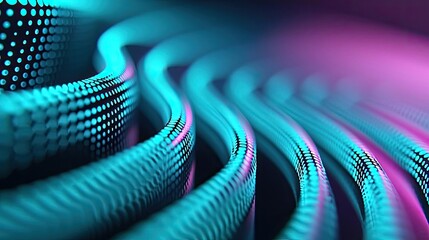 Poster - Dots abstract background idea. Abstract wave pattern with vibrant neon colors creating a dynamic visual effect.
