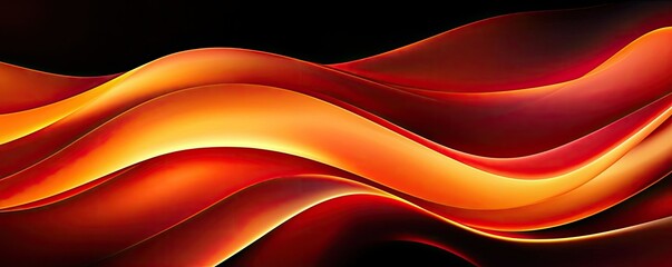 Poster - Fire abstract background concept. Vivid and flowing abstract design with warm orange and red hues in wave patterns.