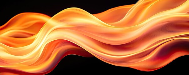 Poster - Fire abstract background concept. A vibrant wave of orange flame flowing against a dark background, symbolizing energy.