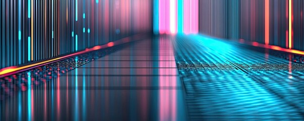 Poster - Floor abstract background concept. Futuristic neon lines create an abstract background for digital designs and presentations.