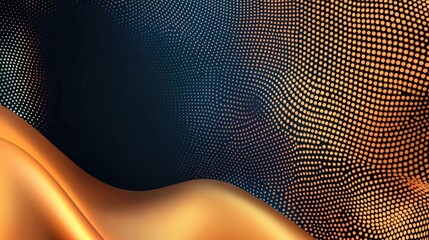 Aufkleber - Dots abstract background idea. Abstract waves with golden dots on a dark background, perfect for designs and textures.