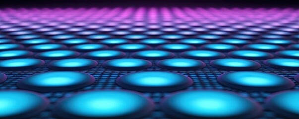 Poster - Dots abstract background idea. Abstract pattern with glowing blue circles on a vibrant background.