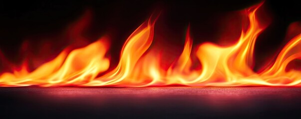 Poster - Fire abstract background concept. Vibrant flames dancing against a dark background, showcasing fire's dynamic energy.