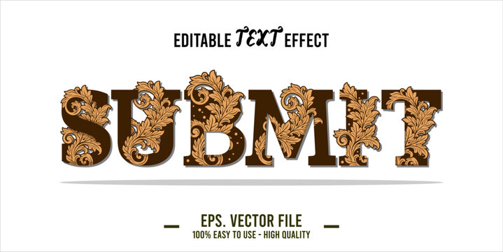 typography SUBMIT word art illustration, editable text effect, eps file format	