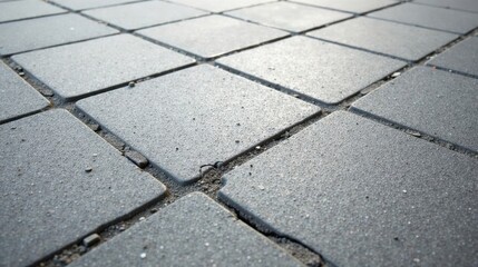 Leinwandbilder - Close-up view of a gray pavement, showing textured square tiles and subtle detail