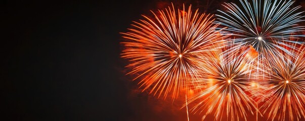 Aufkleber - Chinese new year fireworks concept. Colorful fireworks bursting against a dark sky, celebrating special occasions and holidays.