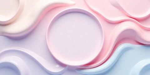 Poster - Pastel Swirls and a Circular Frame Perfect for Cosmetic or Beauty Product Displays