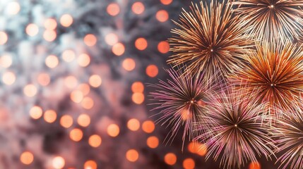 Poster - Chinese new year fireworks concept. Colorful fireworks illuminate the night sky, creating a festive atmosphere and celebration.