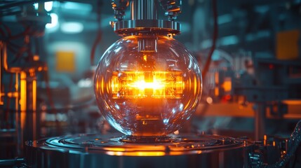 Poster - Illuminating fusion reactor development high-tech los angeles conceptual art futuristic environment technical perspective innovative energy solution
