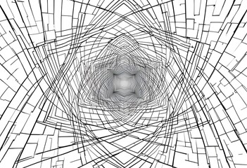 Poster - Abstract Black And White Geometric Tunnel Design