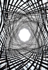 Poster - Abstract Black Grid Pattern Forming A Tunnel
