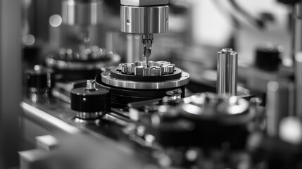 Leinwandbilder - Robotic arms assembling advanced standards in a high-tech factory industrial environment close-up perspective