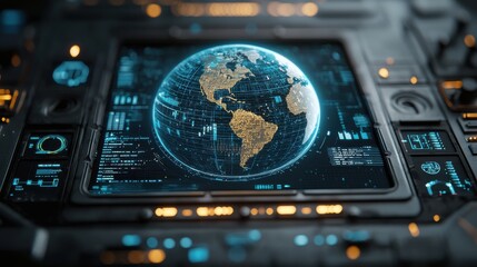 Aufkleber - Interactive holographic globe showcasing real-time data insights digital environment global perspective innovative technology concept