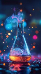 Wall Mural - vibrant chemistry experiment: colorful flask reaction
