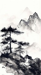 Canvas Print - Mountain outdoors drawing nature.