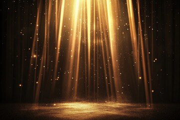 Wall Mural - Golden rays of light shining background lighting glowing.