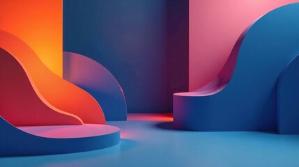 Poster - Abstract Colorful 3D Rendered Shapes with Dynamic Lighting and Smooth Curves