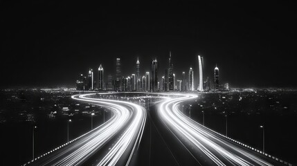 Poster - highway at night