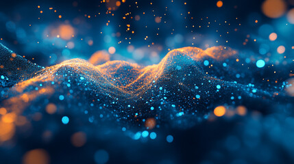 Aufkleber - Vibrant particles create flowing waves of color in abstract digital art