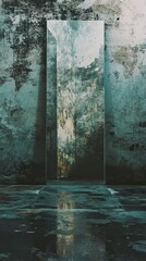 Wall Mural - Reflective Decay: A Grunge Architectural Study