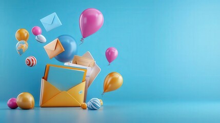 Poster - A professional email marketing setup with soft primary colors, enhancing customer engagement creatively