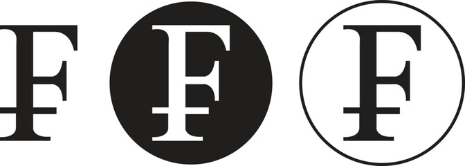Fototapete - Swiss franc currency icons set. International money pay concepts with franc currency. Pixel art money signs. Flat vectors for mobile apps, UI or web designs isolated on transparent background.