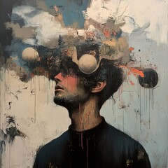 Wall Mural - Abstract Mind: A Surreal Portrait Painting