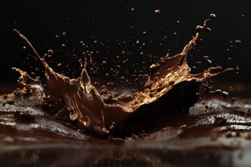 Wall Mural - Coffee splash creates an artistic display of liquid motion in a dark setting with dramatic lighting
