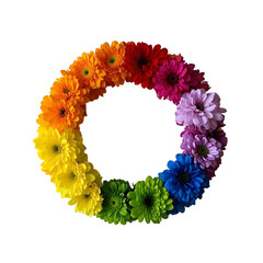 Wall Mural -  Rainbow Flower Wreath A Circular