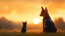猫のシルエットの夕日 無料画像 - Public Domain Pictures