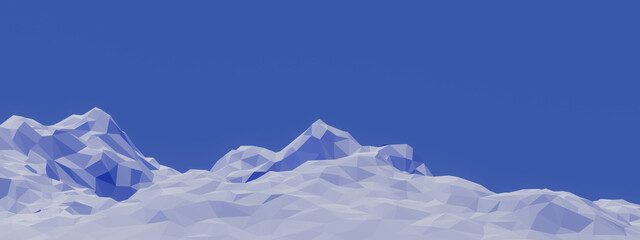 Canvas Print - Blue low polygon snow ice mountain. Low poly terrain