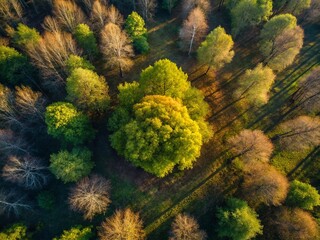 Wall Mural - Minimalist Spring Scene: Saint-Germain-en-Laye Forest, France, April 2017