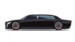 © Sakdecha - a 2D cartoon illustration of a sleek black limousine with tinted windows, elegant and luxurious, white background--ar 16:9