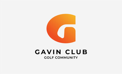 Monogram logo design initial G and Golf. Golf ball, golf stick and sport typography concept. Club and community template design. Club and community template design.