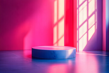 Leinwandbilder - A 3D pedestal creates a minimalist abstract background in stock photo