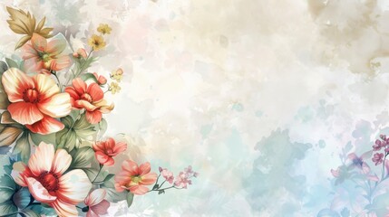 Wall Mural - Beautiful Floral Background with Soft Color Palette Featuring Elegant Blooms and Delicate Petals Ideal for Romantic or Nature-Themed Designs