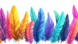 © Sakdecha - a 2D cartoon illustration of a bunch of colorful feathers for a crafting project, vibrant and fun, white background--ar 16:9