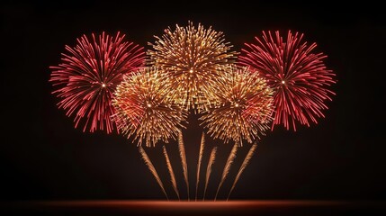 Aufkleber - Chinese new year fireworks concept. Colorful fireworks illuminating the night sky in a stunning display of celebration.
