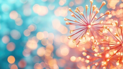 Poster - Chinese new year fireworks concept. Beautiful abstract flower-like shapes with vibrant colors and soft bokeh background.