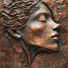 Wall Mural - Serene Bronze Sculpture: A Woman's Profile