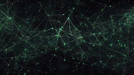 Poster - Abstract Green Network Plexus Digital Connection  Nodes Lines Structure Background