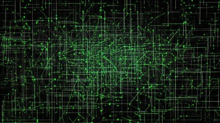 Poster - Abstract Green Network Digital Lines and Nodes Complex Data Visualization