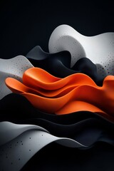 Poster - Captivating Pastel Peaks A Dramatic 3D Digital Landscape Composition with Shadowy Undulations Wavy Lines and Pastel Dots Creating a Mountainous Impression in a Pristine Minimalist Setting