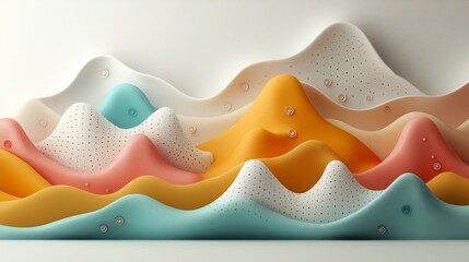 Poster - Mesmerizing minimalist abstract backdrop featuring a pattern of pastel colored dots and serpentine lines forming a captivating mountainous motif