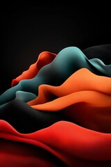 Poster - Ethereal abstract background featuring soft pastel dots and flowing lines evoking a wave shaped mountain landscape with a clean white setting and 3D digital art